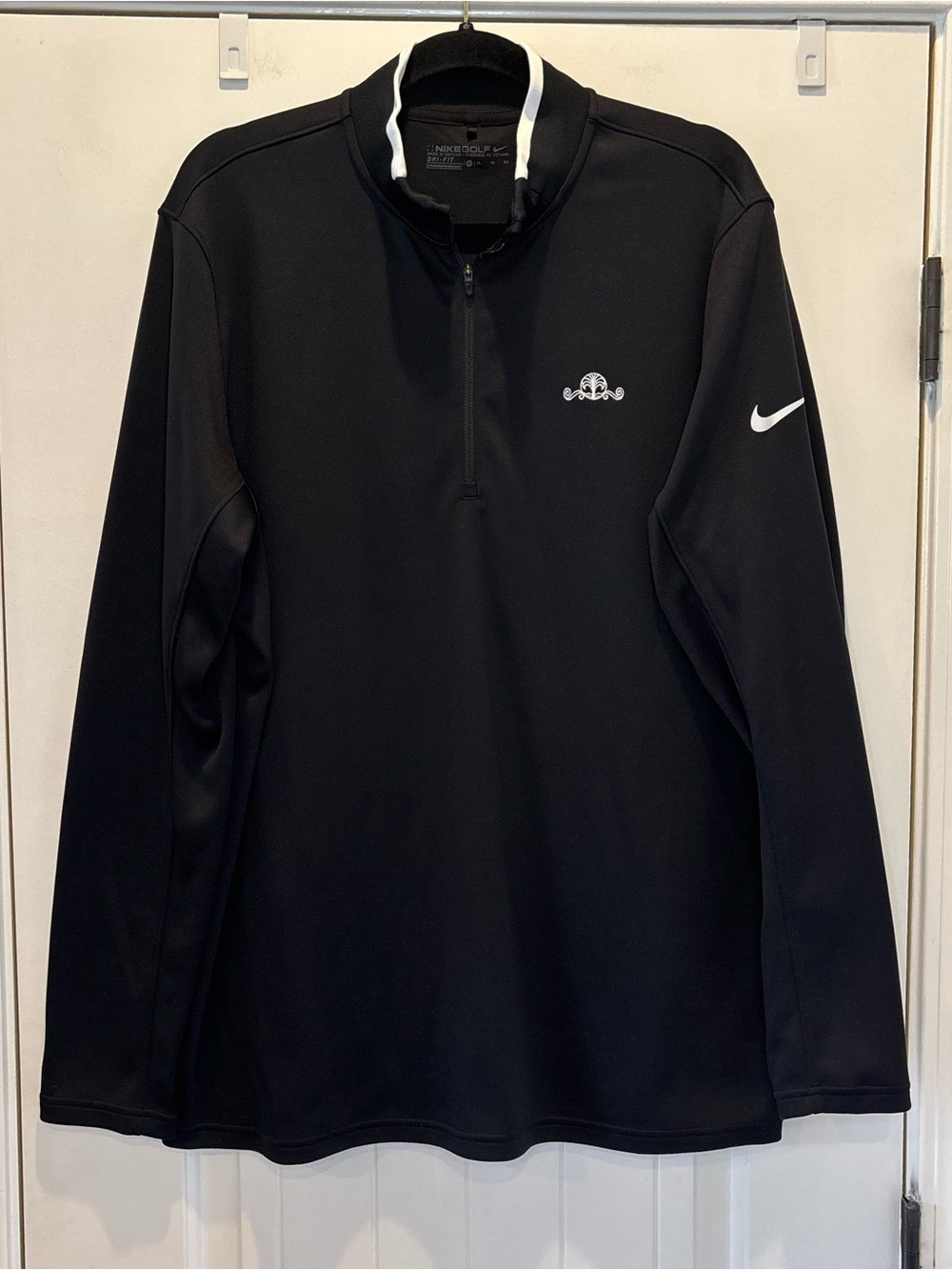 Nike Golf Dri-Fit Men’s XL Black 1/4 Zip Performance Pullover with White Logo